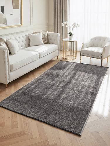 Elle Decoration Brilliance - Kurzflor Teppich Prisma, Wohnzimmerteppich mit Raster Design, Kachel, Quadrat Muster, Glänzender, Moderner Teppich für Wohnzimmer, Schlafzimmer - Silber Grau, 160x230 cm