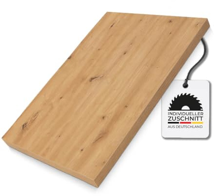 Hausfux Arbeitsplatte nach Maß – HPL-beschichtete Spanplatte – 3,8 cm stark – millimetergenauer Zuschnitt (Artisan Eiche, 80 x 50 cm)