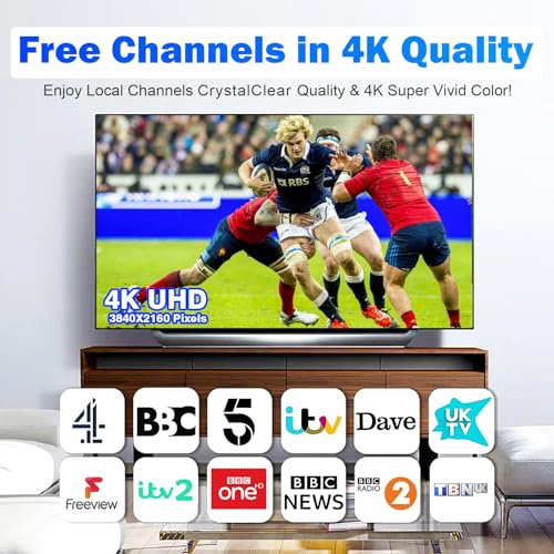 Outdoor TV Aerial Long Range for Freeview UK, High Gain Digital TV Aerial for Smart & Older TVs, HDTV 4K 1080P DVB-T/T2 Wideband UHF VHF Reception, Roof Loft Outdoor TV Antenna with 10m Coaxial Cable