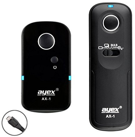 ayex Funk-Fernauslöser AX-1 Kompatibel mit Fujifilm RR90/E2 X-Pro2 X-T1 X-T2 X-T10 X-T20 X-E2 X-E2S X-M1 X-A1 X-A2 X-A3 X-A10 XQ1 XQ2 X30 FinePix S1 Mit vielen Funktionen wie Serienauslösen Bulb