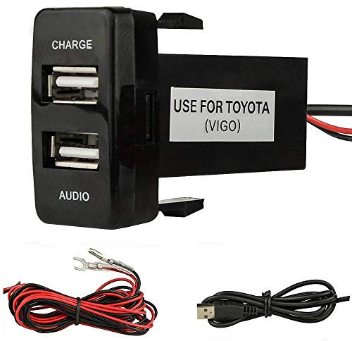 Dual Port USB Autoladegerät mit Audio Buchse USB Aufladen für Digitalkameras/Mobile Geräte für Toyota