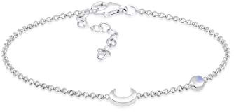 Elli Armband Damen Halbmond Stern Filigran mit Mondstein 925 Silber | Vergoldet