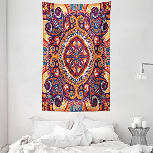 ABAKUHAUS Paisley Wandteppich und Tagesdecke, Blumenteppich aus Weiches Mikrofaser Stoff Waschbar ohne Verblassen Digitaldruck, 140 x 230 cm, Rubin