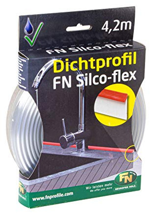 Gedotec Dichtband FN Silco-Flex Abdichtungsprofil mit Dichtlippe transparent | 1 Packung - Dichtungsband 4,2 Meter | NH10000 | Fugenfüller für Arbeitsplatten oder Möbelplatten | flexibler Kunststoff