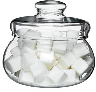 Simax Zuckerdose aus klarem Glas mit Deckel, Süßstoffspender für Tee und Kaffee,
