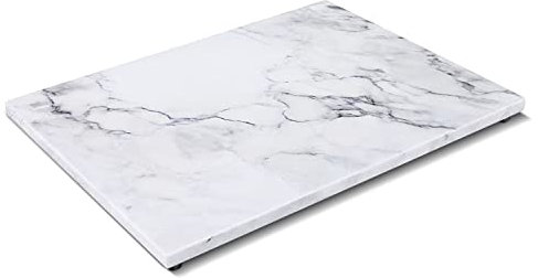 Flexzion Rectangular Marble Cheese Board - 11.5 x 15 Inch Gray Marble Serving Board for Baking, Charcuterie, Pastry, Trivet - Non-Stick Heat Resistant Marble Cutting Boards for Kitchen