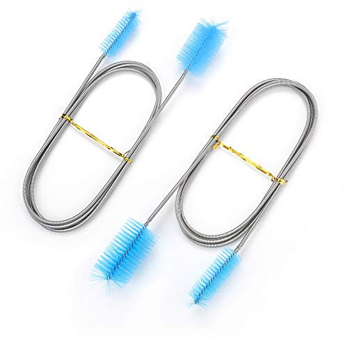 Aquarium Reinigungsbürste, 2 Stück Schlauchbürste Flexible Rohrbürste Schlauchreiniger Double Ended Pumpe Schlauchbürste Edelstahl Bürste für Wasserschlauch Luftschlauch Filter Rohrbürste (165cm)
