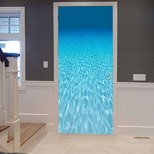A.Monamour Türtapete Selbstklebend Türfolie Türposter 3D Blaues Wasser Unterwasser Ozean Meer Nautische Themen Wasser Textur Vinyl Folie Türdeko Tapete Wandbild Türaufkleber Türtattoo 83 x 204 cm
