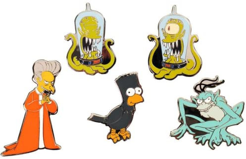 Entertainment Earth Exclusive Simpsons Treehouse of Horror Pin Set-EE Exclusive-KANG-KODOS-GREMLİN-RAVEN BART-VAMPİRE BURNS, Black, Metal