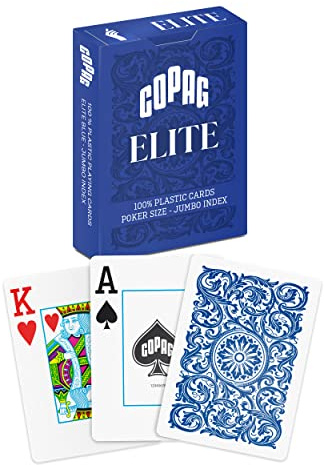 Copag Elite Spielkarten aus 100 % Kunststoff, Poker-Größe (Standard), Jumbo-Index, Einzeldeck (blau)
