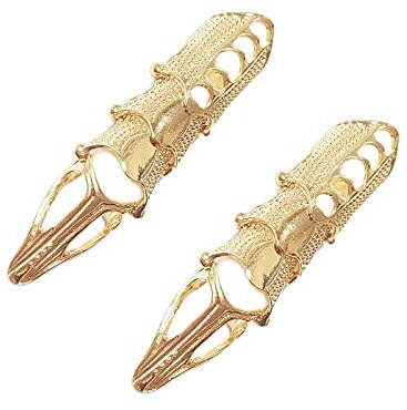 Punk Armor Rings Knuckle Joint Full Finger Double Loop Ring for Men Women Party Gifts Halloween Accessories, Metal, metal