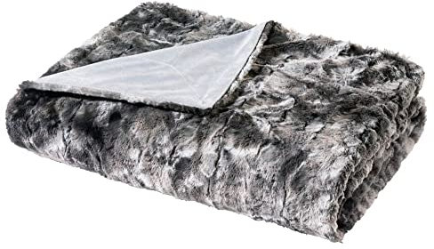 WOHNWOHL® Flauschige Kuscheldecke in Nerzfelloptik (130 x 170 cm) • Weiche Mikrofaser Wohndecke • Pflegeleichte Sofadecke, Tagesdecke, Wohnzimmerdecke • Kunstfelldecke für Bett & Sofa (Grau)