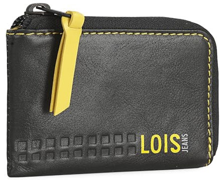 Lois - Geldbeutel & Schlüsseltasche Klein - Schlüsseletui Schlüsseltasche - Schlüsseletui Leder - Autoschlüssel Tasche - Schlüssel Etui, Schwarz-Gelb
