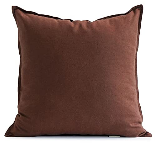 Jeanerlor 61 x 61 cm, natürliches Baumwoll-Leinen, weich, weich, dekorativ, quadratisch, Grün, Set Kissenbezug für Sofa, Schlafzimmer, Auto, 60 x 60 cm, Rotbraun