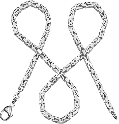 modabilé Königskette Herren Halskette 925 Sterling Silber (55cm lang I 3,2mm breit) I Silberkette ohne Anhänger Kurz I Ketten Männer, Damen, Herr I Silberne Kette Mann
