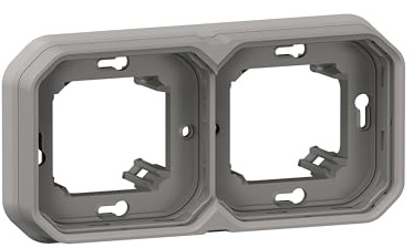 LEGRAND, Plexo New Feuchtraum-Unterputz-Tragrahmen, 2-fach, horizontal und vertikal, Farbe: Grau, 069683L
