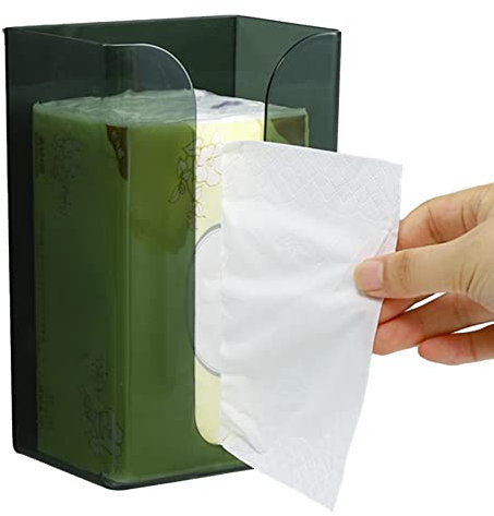 Voiakiu Wall Mounted Tissue Box Holder,Rectangular Wall Tissue Dispenser Holder Without Nails | Wall Napkin Box Holder Store & Distribute Paper Towels for End Table, Bedside Table, Desk, Kitchen