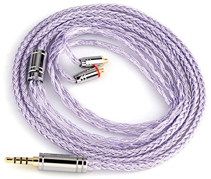 LINSOUL Tripowin Zonie IEM Kabel, 16 Adern Versilbertes Kopfhörerkabel, 1.25m SPC in Ear Monitor Kabel für 7hz Zero:2 Orchestra Lite Cadenza Hype4 Supermix4(2,5mm)(MMCX,Lila)