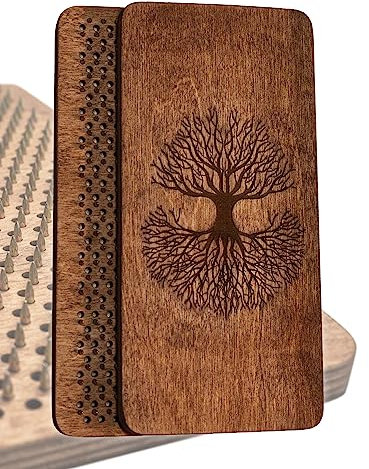 Holz Yoga Board für Akupressur und Meditation mit Nägeln für tiefe Gewebemassage, Sadhu Board für Yoga Praxis, Akupunkturmassage, Nägel Abstand 0,39 Zoll (10 mm)