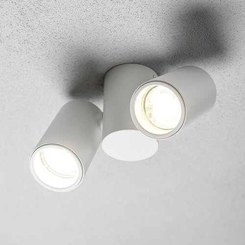 CGC Lighting Modern Indoor Adjustable Twin Double Head Ceiling Wall Spotlights GU10 (White, Double Spot Light)