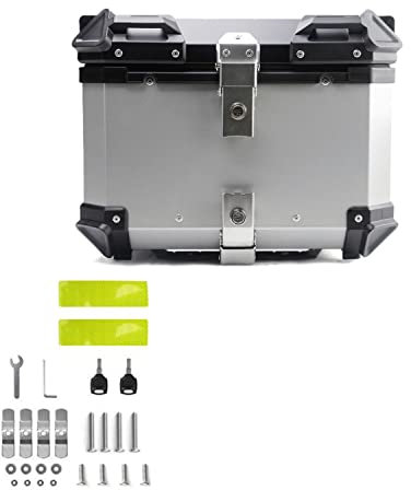 WNANCH Aluminium Motorradkoffer Topcase, Top Case Motorrad Touring Top Box Koffer für Roller, Motorrad, Mofa & Quad 28L 36L 45L 55L 65L 80L 100L (Size : B-45L)