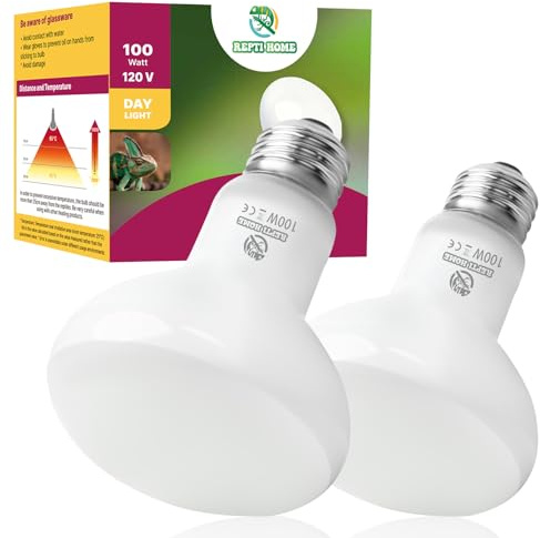 REPTI HOME Reptile Heat Lamp Bulbs, Simulate Natural Sunlight Heat Light Bulb, 2 Pack 100W Amphibian Terrarium Basking Spot Lamp for Reptile, Bearded Dragon, Lizard, Turtle, Snake