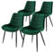 ML-Design 4er Set Esszimmerstühle mit Rückenlehne, Dunkelgrün, Küchenstuhl mit Samtbezug, Polsterstuhl mit Metallbeinen, Ergonomischer Stuhl für Esstisch, Esszimmerstuhl Wohnzimmerstuhl Küchenstühle