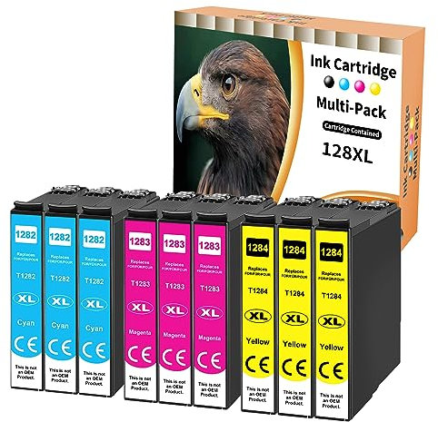 9er T1282 C Druckerpatronen Kompatibel für Epson T1282 Cyan T1283 Magenta T1284 Gelb T1285 für Epson Stylus Office BX305f BX305fd BX305fw SX435w S22 SX125 SX130 SX230 SX235w SX420W SX425W SX430W
