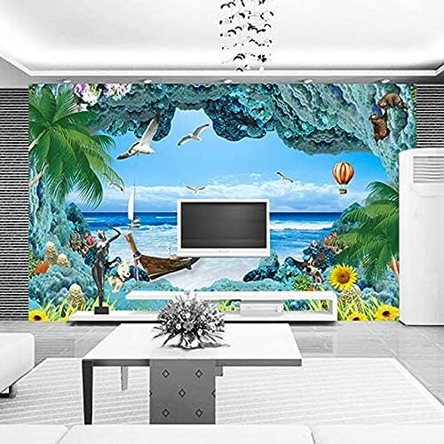 3D Fototapete Korallenriff 3D Ozeanlandschaft 3D Kamera Tv Hintergrund Mittelmeerblick Wandtapete TV Wandbild Tapete Wanddekoration fototapete 3d Vlies wandbild Schlafzimmer-400cm×280cm