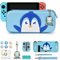 Switch Tasche, innoAura NS Switch Zubehör Set mit Switch Tragetasche Niedlicher, Switch Schutzdeckel Shell, Switch Bildschirmschutz, Spielhülle (Blau-Weißer Pinguin)