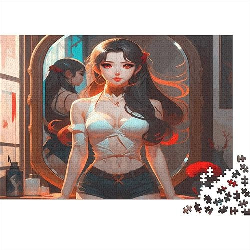 AI Anime Girls 1000 Teile Jigsaw Puzzles Für Erwachsene Schwieriges Schweres Sexy Jigsaw Puzzle Für Frauen Männer Premium Präzise Interlocking Herausforderndes Spiel Lernspiel 1000pcs (75x50cm)