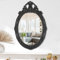 Vintage Black Hanging Wall Mirror Wall Decor 60x40cm Antique Oval Carved Wood Frame Bathroom Mirror Vanity Rustic Wall Mounted Mirrors Decorative Farmhouse Mirrors for Bedroom Living Room