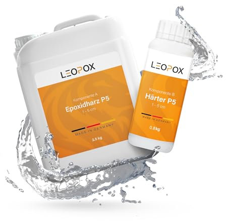 LEOPOX Epoxidharz mit Härter I Gießharz für 1-5cm (3,5kg) Epoxy Premiumqualität für Rivertable & Bodenbeschichtung