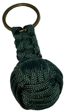 BLUECHOLON Porte-clés boule cordon ou cuir, porte-clés homme femme tressé en forme de boule. Porte-clés voiture moto, Vert, grand, Taille Unique
