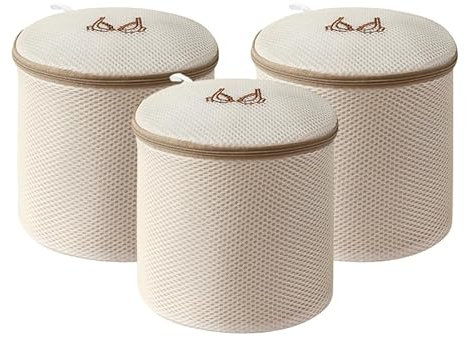 Ensemble 3 Pièces Sac à Linge Pour Sous-Vêtements et Soutien-Gorge - Filet de Lavage Beige Pour Machine à Laver - Adapté au Voyage, Chaussettes