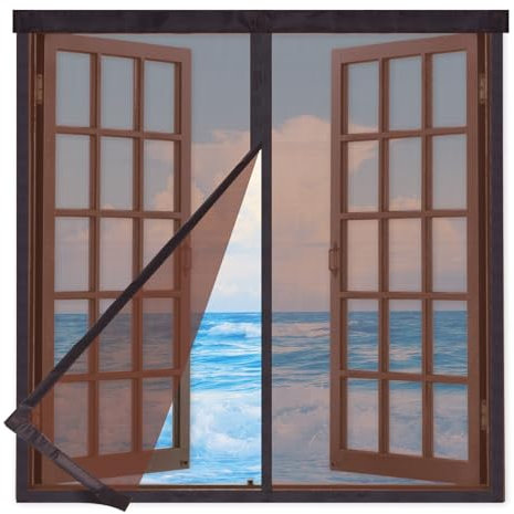 Zanzariera Magnetica Finestra Piccola 120x140cm,Zanzariera per Finestra con Magneti, Zanzariera Magnetica per Porte Finestre Scorrevole,per Tenere Fuori Insetti, Mosche e Zanzare,Marrone