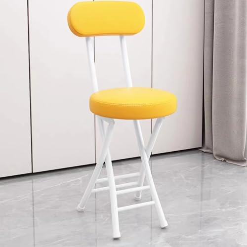 Sgabello Pieghevole Slim con Schienale Colori Assortiti for Interno Sala da Pranzo Salotto Cucina Ufficio (Color : Yellow)