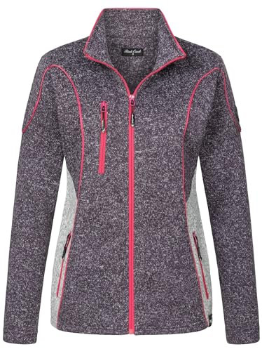 Rock Creek Damen Fleecejacke warm Übergangsjacke Windbreaker Fleece Jacken Outdoorjacke Stehkragen Damenjacke Melange Fleecejacke Sweatjacke Pullover D-499 Violett 3XL