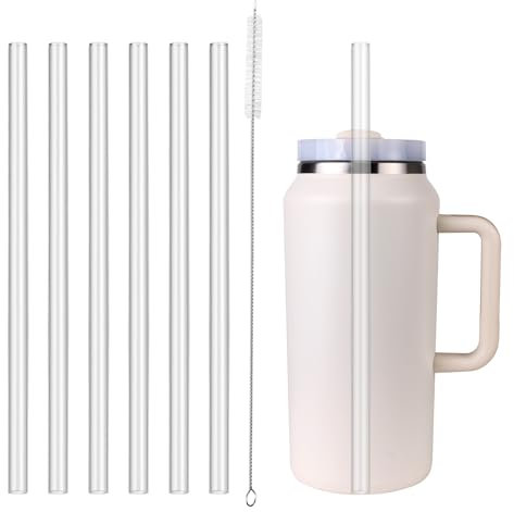 KEUYE 64oz Straw Compatible With Stanley, Extra Long Quencher 64 oz Straw,Cleaning Brush And Iceflow Flip Straw Tumbler 64 oz Compatible With Stanley Accessories,Resuable Ice Flow Flip Straw 64 oz