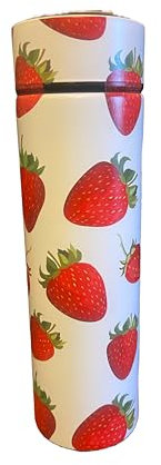 Strawberry Water Bottle - 450ml | Stainless Steel | with Tea/Fruit Infuser | Perfect for Hot and Cold Drinks