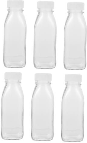 PRETYZOOM 6stücke Transparente Glasflaschen Für Getränke Wiederverwendbare Saftflaschen Mit Kapazität Für Milch Säfte Und Zufällige Deckelfarbe