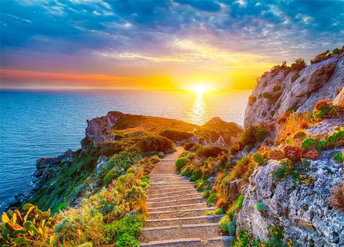 Cape Milazzo Jigsaw Puzzles for Adults 1000 Jigsaws Island Sicilia Italy 1000 Piece Jigsaw Puzzles for Adults