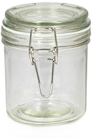 Chef-hub Glass Clip Storage Jar Set, 325ml Capacity, 6 Pack, Perfect for Jams, Preserves, Herbs & Spices