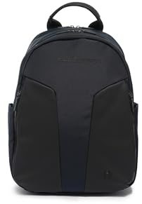 MOMO Design Rucksack für Herren aus Kunstleder, vegan, 32 x 40 x 12 cm, MO-17CO-BLUE_-_BLACK, Blau / Schwarz