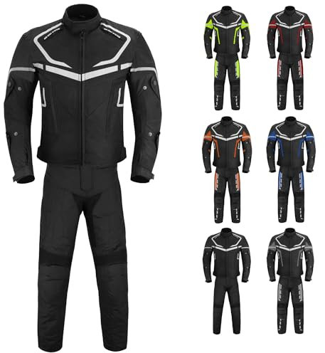 Vaster Moto Traje de moto impermeable para hombre chaqueta y pantalón traje blindado certificación CE armadura extraíble ropa deportiva para exteriores (Negro, M)