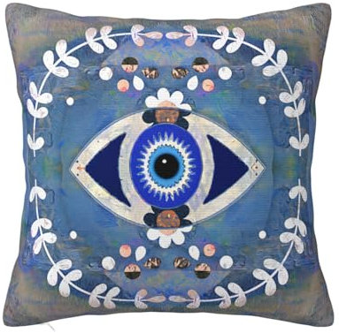 Kissenbezug Griechischer Mati Matiasma Böser Blick Kopfkissenbezug Home Deko Kissen-Bezug Outdoor Zierkissenbezüge Für Sofa, Bed, Frühling, 45X45Cm