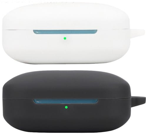 Acadeny Silicone Cover Compatibile per oppo Enco X3i,[Supporta la ricarica wireless] [Custodia protettiva antiurto]2x black white