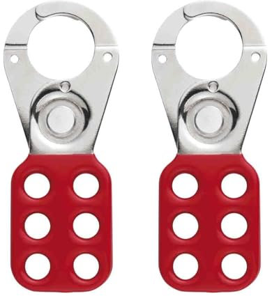 2 Stück Haspe, Verriegelungshaspe, Hasp Lock, Haspe Vorhängeschloss, Lock Out Tag Out Haspe, Lockout Hasp, Lock Out Haspe, Verriegelungshaspe Lockout, 25 mm Öffnungsabstand (Rot)