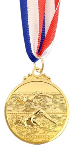 JUCHRZEY 5 cm Schwimmmedaille, Siegermedaillen aus Metall mit Halsband, Gold/Silber/Bronze-Medaille, 1./2./3. Platz-Medaillen for Studenten, Spieler