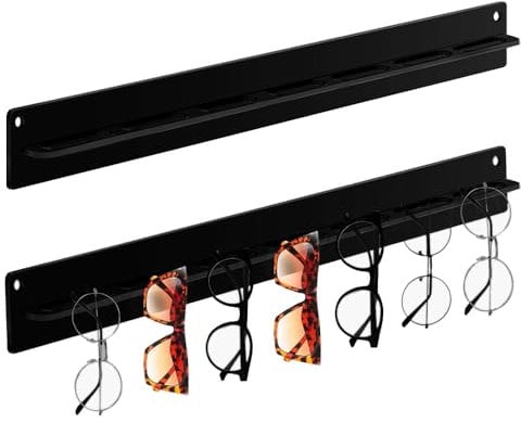 GmeDhc 2 Stück Brillenaufbewahrung Wand, Brillenaufbewahrung 7 Brillen, Brillenständer Sonnenbrillen Organizer Acryl, zum Aufhängen der Brille - Schwarz